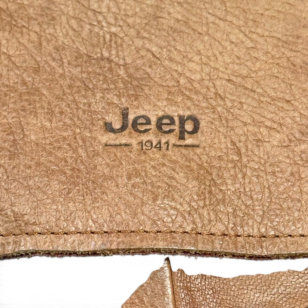 Jeep Brown Leather Small Messenger Satchel Crossbody Bag Man Purse Travel - Picture 4 of 7